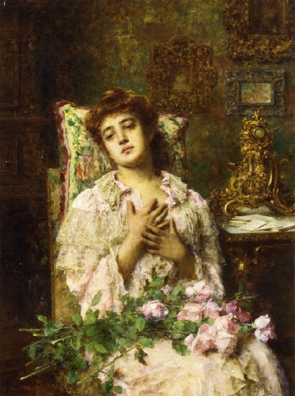 The Absent Lover, vintage artwork by Alexei Harlamoff, 12x8" (A4) Poster