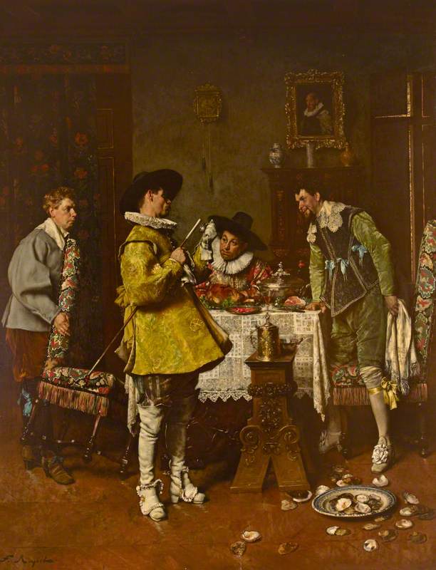 The Late Arrival, vintage artwork by Ferdinand Roybet, 12x8" (A4) Poster