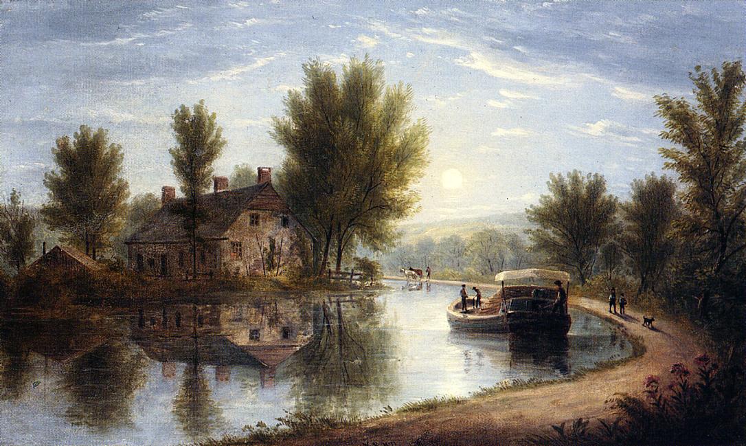 Canal Scene, Susquehanna River, vintage artwork by William Rickarby  Miller, A3 (16x12") Poster Print