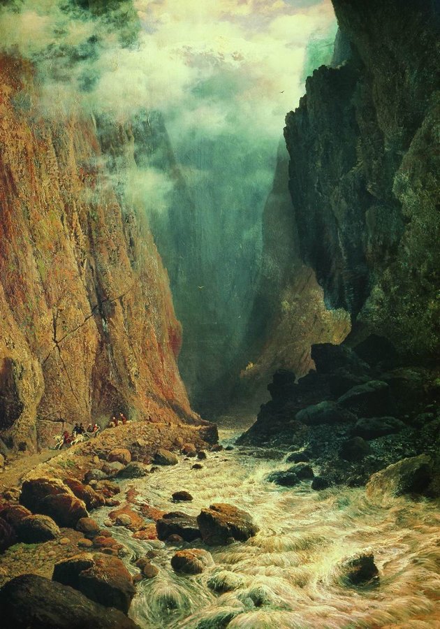 The Daryala Gorge, vintage artwork by Rufin Sudkovsky, 12x8" (A4) Poster