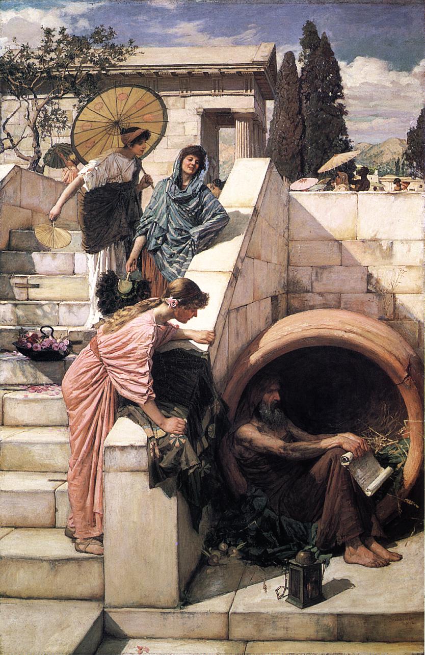Diogenes, vintage artwork by John William Waterhouse, 12x8" (A4) Poster