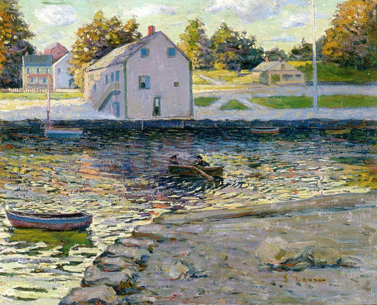Boating on the Connecticut River, vintage artwork by Ernest Lawson, 12x8" (A4) Poster