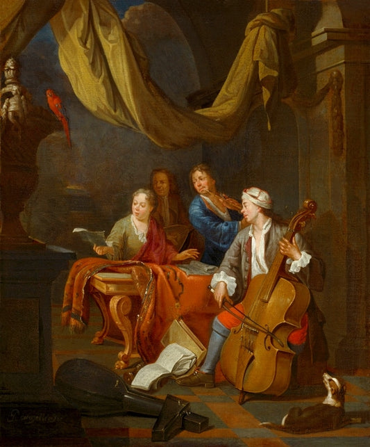 Musical company in an elegant interior, vintage artwork by Pieter Angellis, 12x8" (A4) Poster