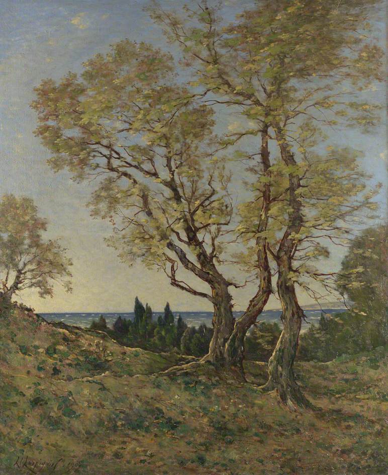 Olive Trees at Menton, vintage artwork by Henri-Joseph Harpignies, A3 (16x12") Poster Print