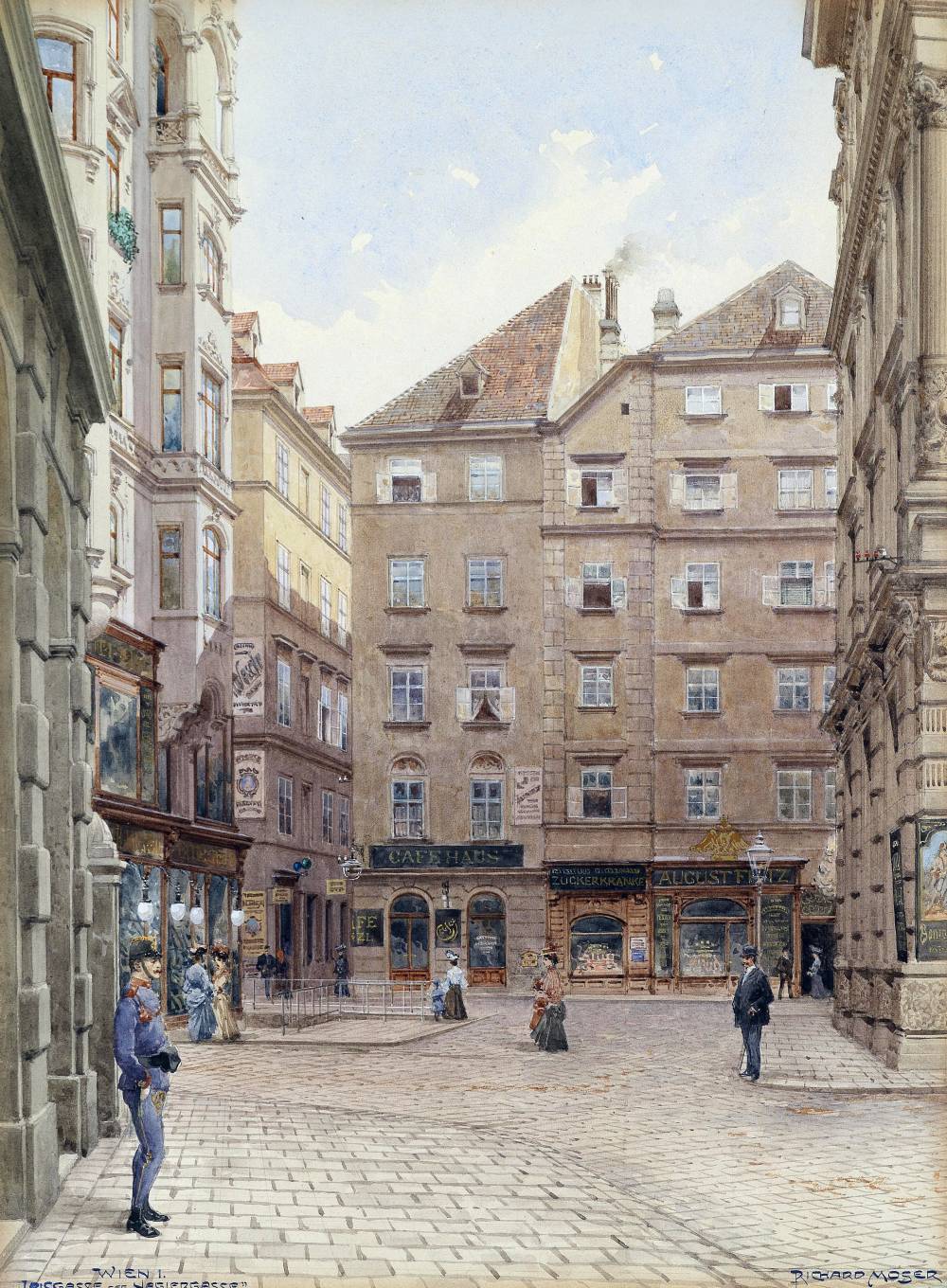 Vienna, Irisgasse and Naglergasse by Richard Moser,16x12(A3) Poster