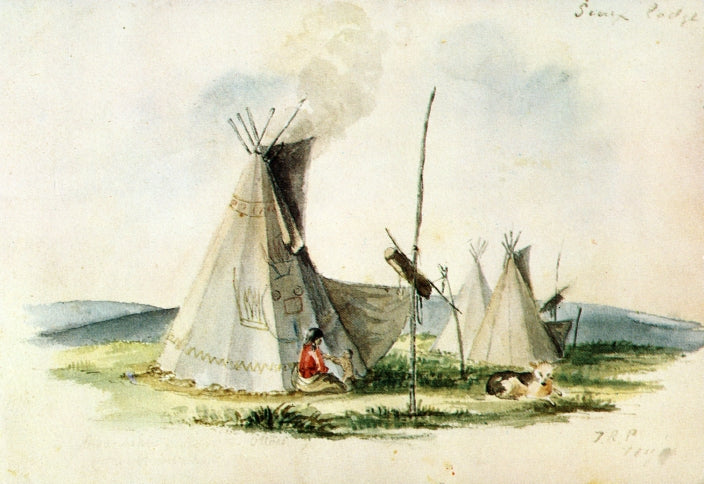 Sioux Lodge, vintage artwork by Titian Ramsey Peale II, A3 (16x12") Poster Print