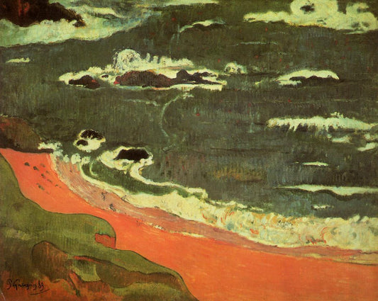 Beach at Le Pouldu, vintage artwork by Paul Gauguin, 12x8" (A4) Poster