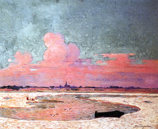 Brittany: Low Tide, vintage artwork by Ferdinand du Puigaudeau, 12x8" (A4) Poster