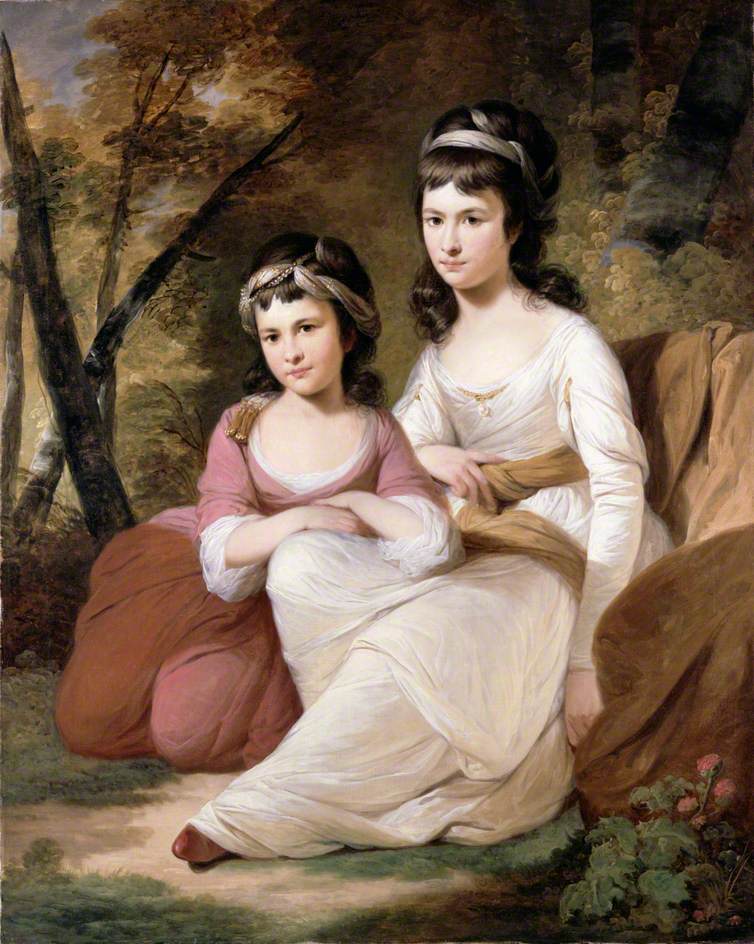 Eliza and Mary Davidson, vintage artwork by Tilly Kettle, 12x8" (A4) Poster