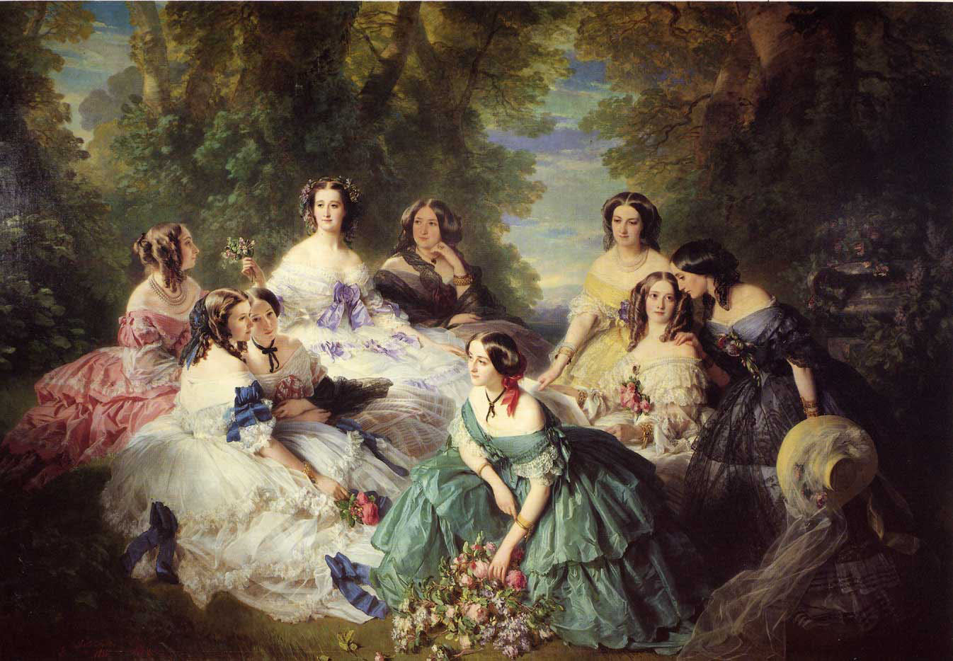 Empress Eugenie and Her Ladies in Waiting, vintage artwork by Franz Xavier Winterhalter, A3 (16x12") Poster Print