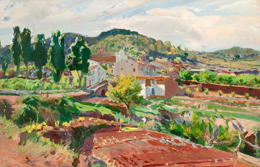 Castle Ruins in San Tueri, Felanitx, vintage artwork by Joaquin Mir  Trinxet, 12x8" (A4) Poster