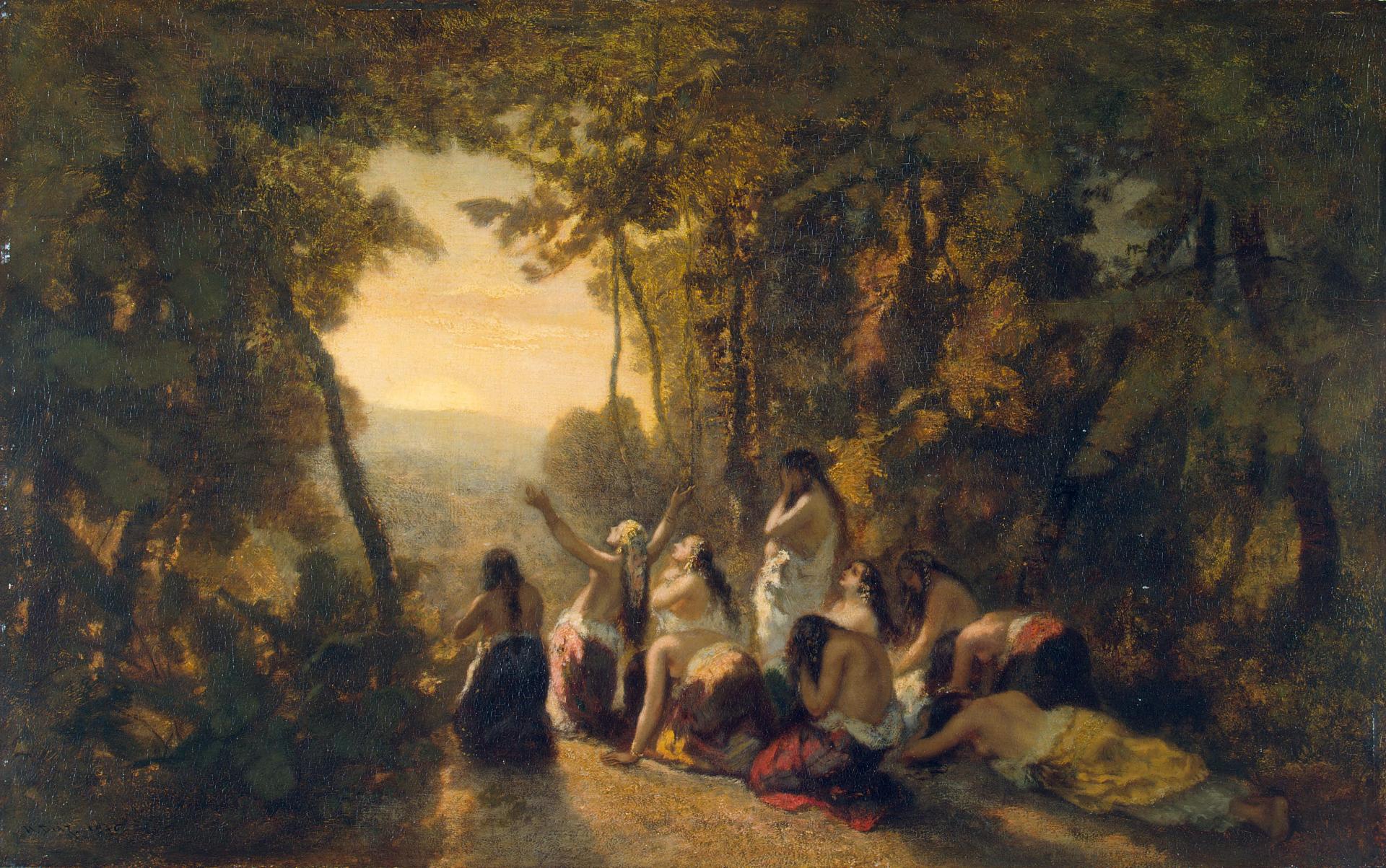 Lament of Jephthah's Daughter, vintage artwork by Narcisse Dìaz de la Peña, A3 (16x12") Poster Print