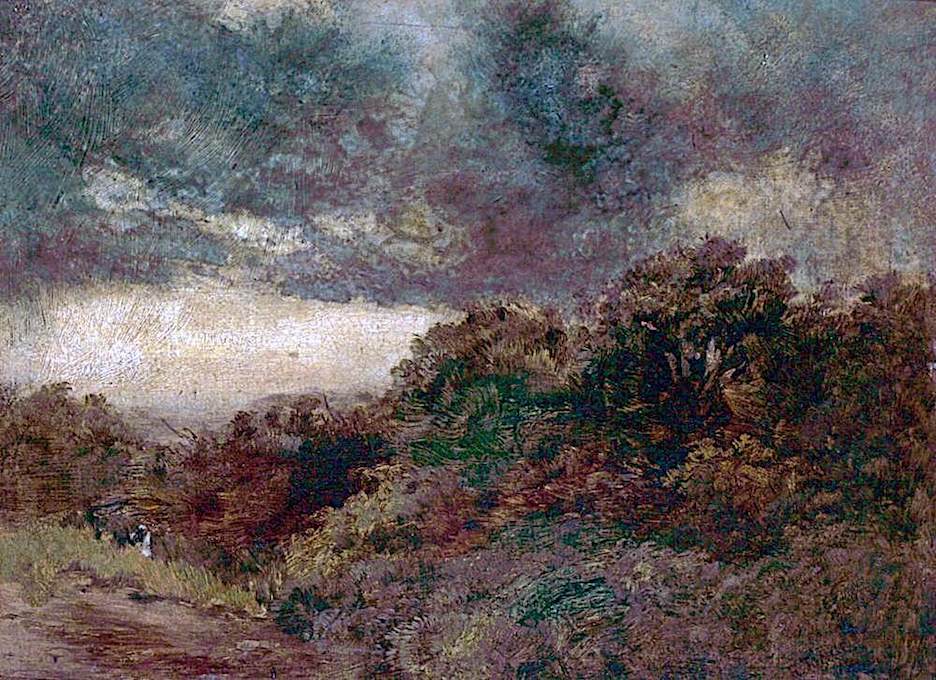 Rain Clouds over Raby  Mere, Wirral, vintage artwork by Robert Tonge, 12x8" (A4) Poster