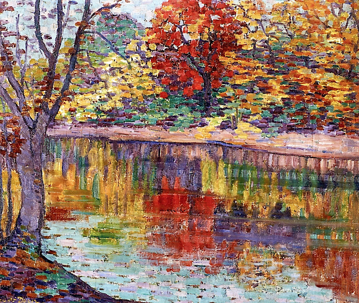 Autumn Reflections #1, vintage artwork by Maude Drein Bryant, 12x8" (A4) Poster