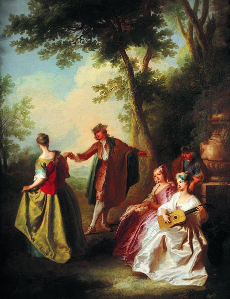 Concert champetre, vintage artwork by Pierre-Antoine Quillard, 12x8" (A4) Poster