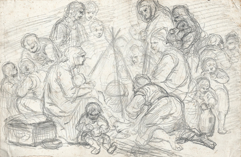 Le repas des bohemiens, vintage artwork by Tony Johannot, A3 (16x12") Poster Print