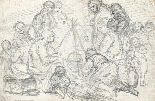 Le repas des bohemiens, vintage artwork by Tony Johannot, A3 (16x12") Poster Print