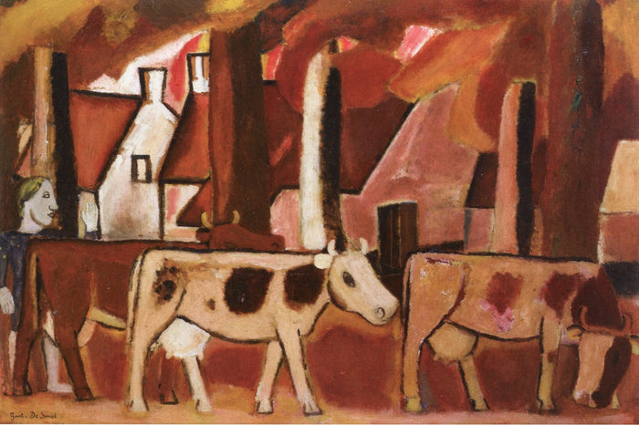 Leading Cows to the Stall by Gustave de Smet,16x12(A3) Poster