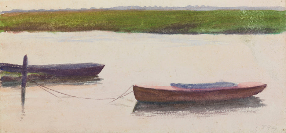 Two Moored Skiffs, vintage artwork by Thomas P. Anshutz, 12x8" (A4) Poster
