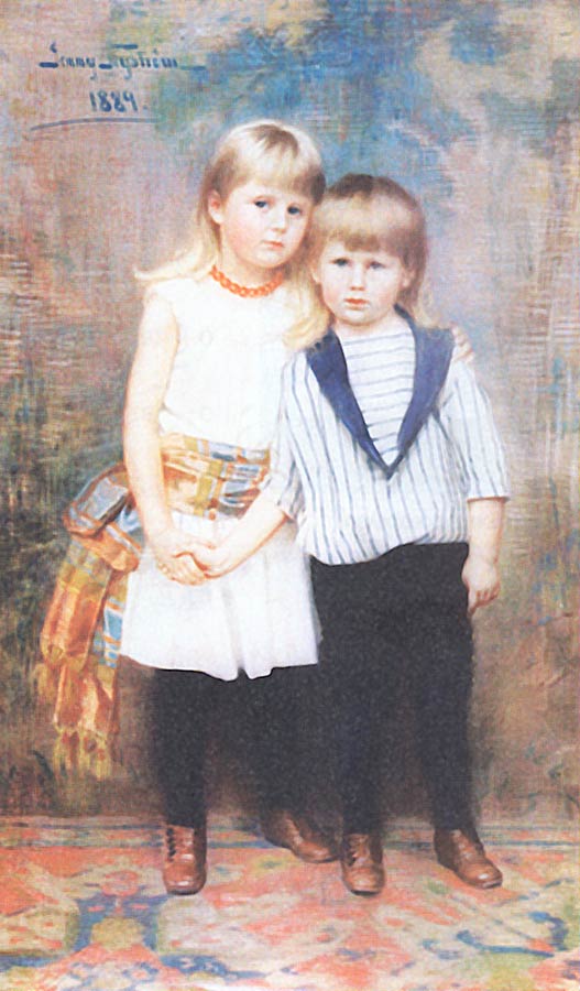Boy And Girl, vintage artwork by Jenny Nyström, 12x8" (A4) Poster