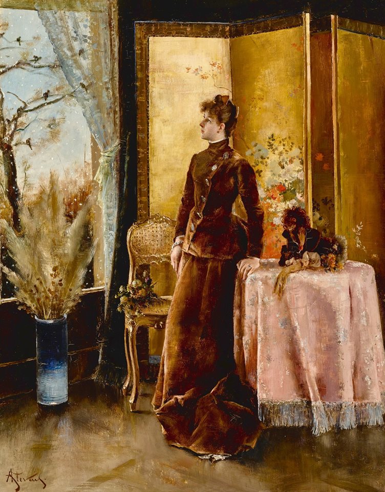 La Neige, vintage artwork by Alfred Émile Leopold Stevens, 12x8" (A4) Poster