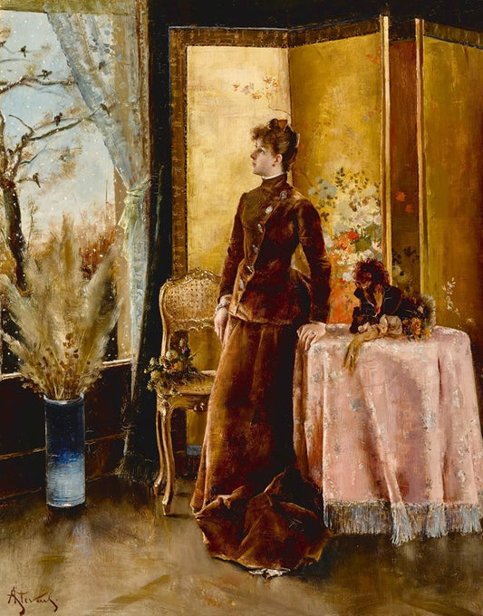 La Neige, vintage artwork by Alfred Émile Leopold Stevens, 12x8" (A4) Poster