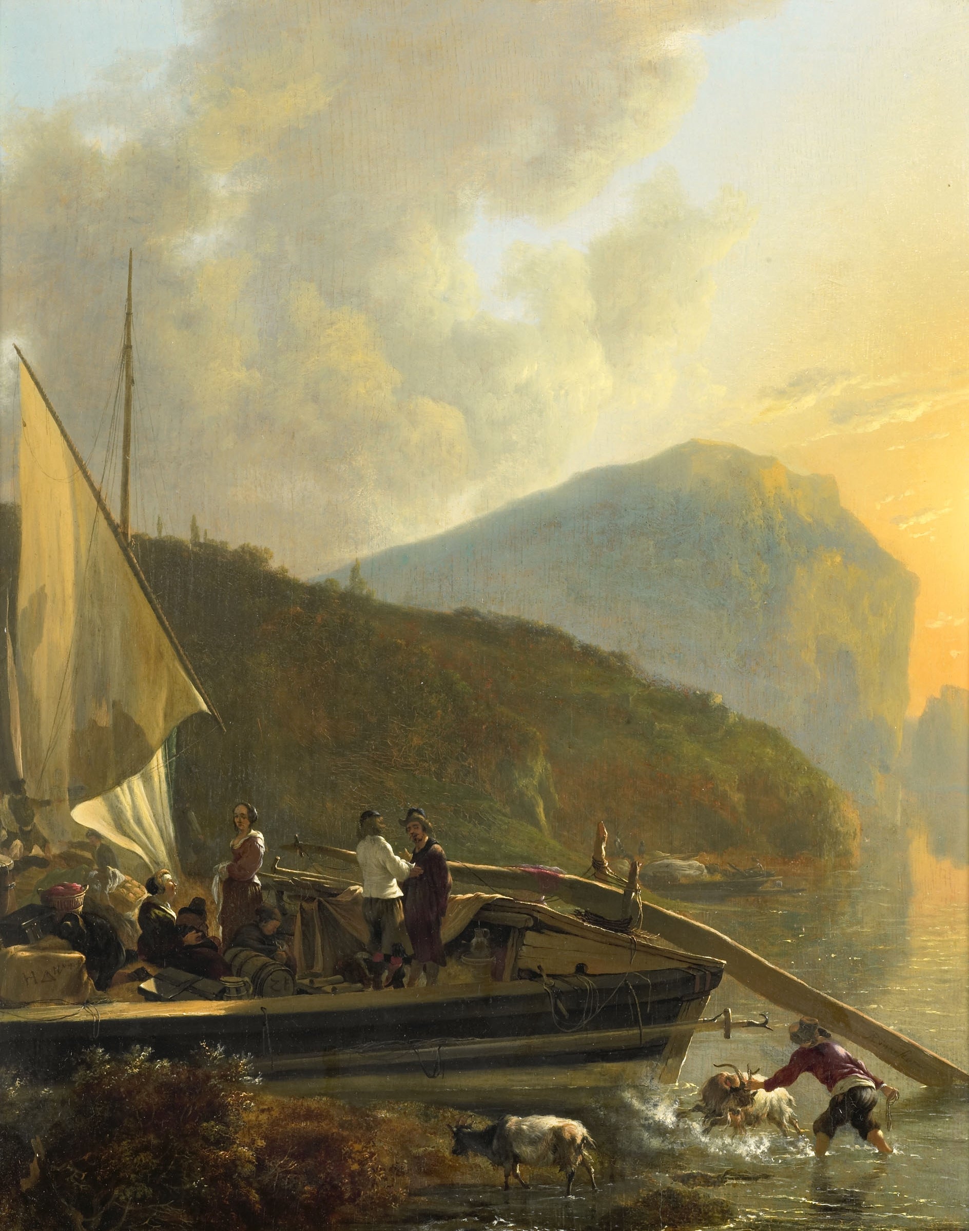 Italianate River Landscape, vintage artwork by Adam Pynacker, 12x8" (A4) Poster