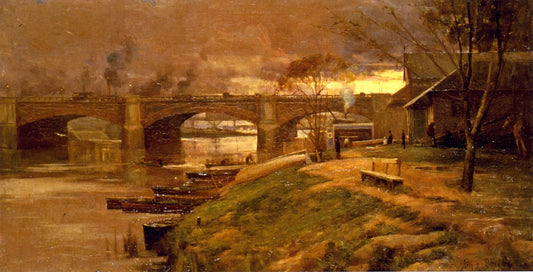 Between the LIghts - Princess Bridge, vintage artwork by Sir Arthur Streeton, 12x8" (A4) Poster