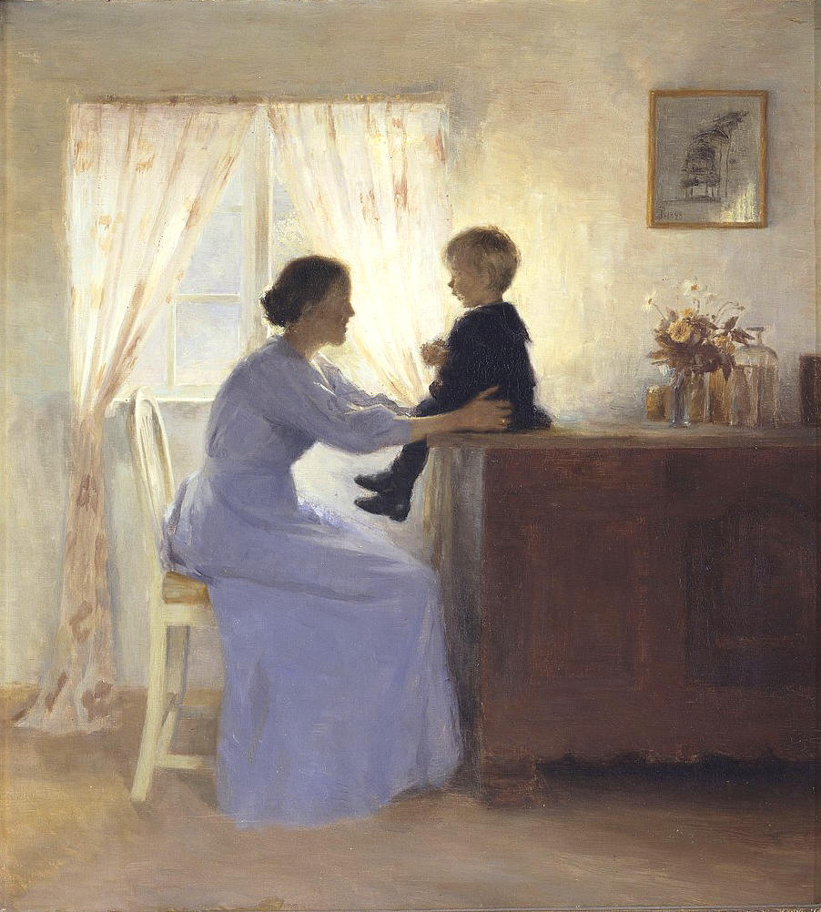 Mother and Child in an Interior by Peter Ilsted,A3(16x12")Poster