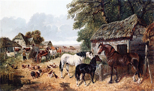 A Busy Farmyard, vintage artwork by John Frederick Herring, Sr, A3 (16x12") Poster Print