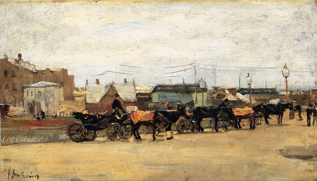 Coaches In Scheveningen, vintage artwork by Floris Arntzenius, 12x8" (A4) Poster