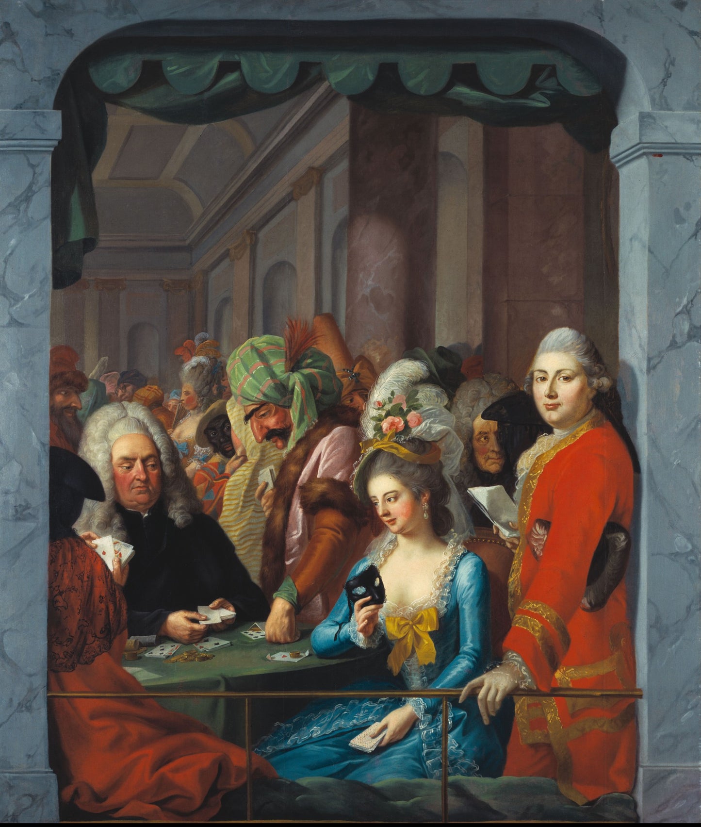 Masquerade with Personalities Playing Cards, vintage artwork by Johann Heinrich Tischbein the Elder, 12x8" (A4) Poster