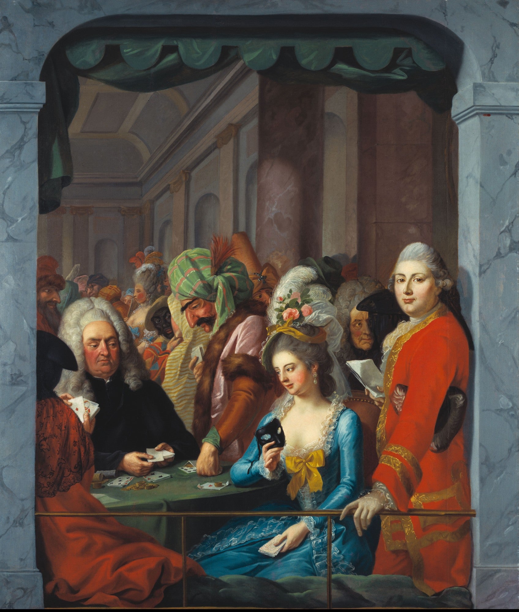 Masquerade with Personalities Playing Cards, vintage artwork by Johann Heinrich Tischbein the Elder, 12x8" (A4) Poster
