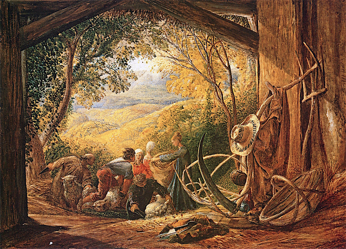 The Shearers, vintage artwork by Samuel Palmer, A3 (16x12
