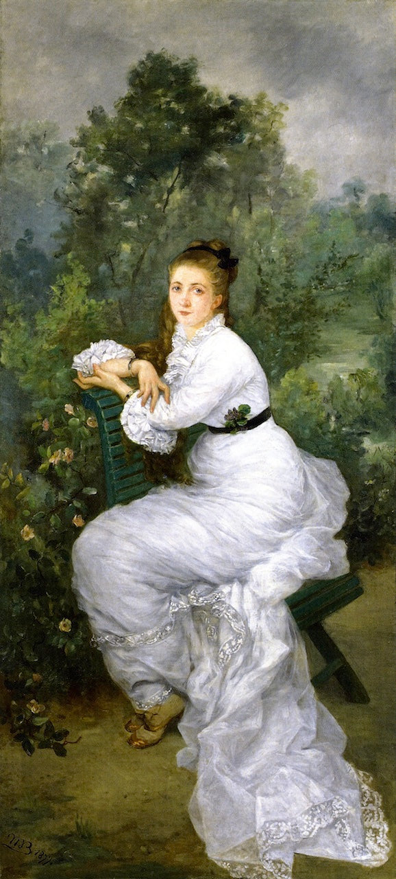 Woman in the Garden, vintage artwork by Marie Bracquemond, 12x8" (A4) Poster