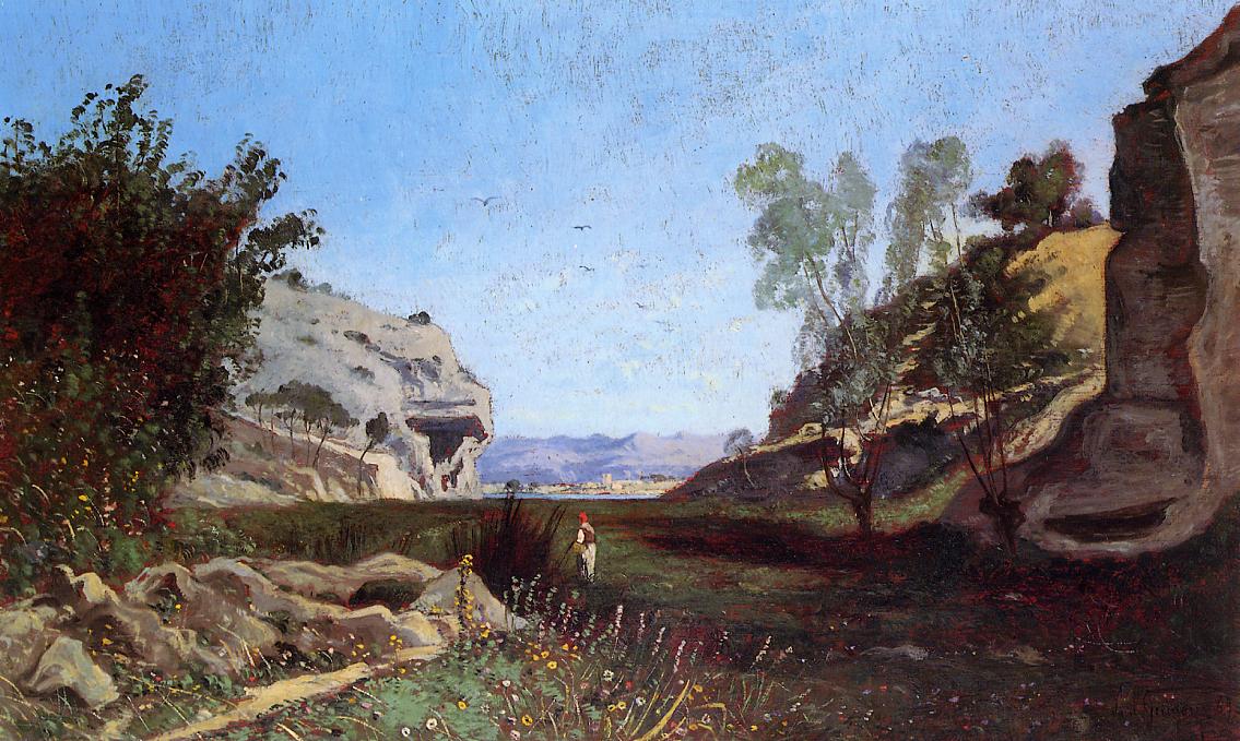 Chinchin Valley at Ile-sur-Sorgue, Vacluse, vintage artwork by Paul-Camille Guigou, 12x8" (A4) Poster