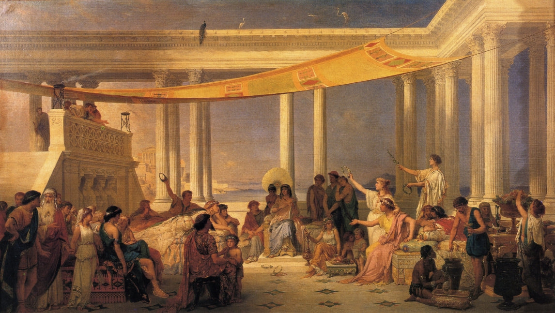 Sappho and Mitylene, vintage artwork by Pierre Olivier Joseph Coomans, A3 (16x12") Poster Print