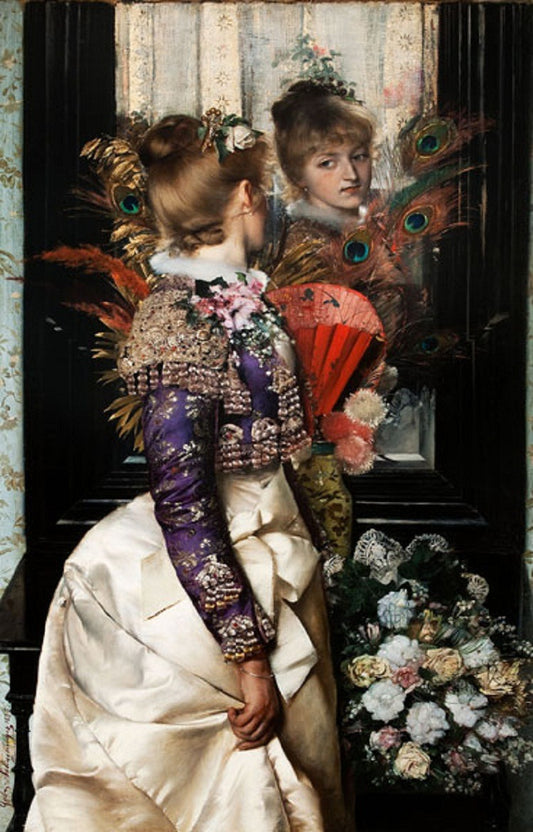Sweet Reflections, vintage artwork by Gabriel Schachinger, 12x8" (A4) Poster