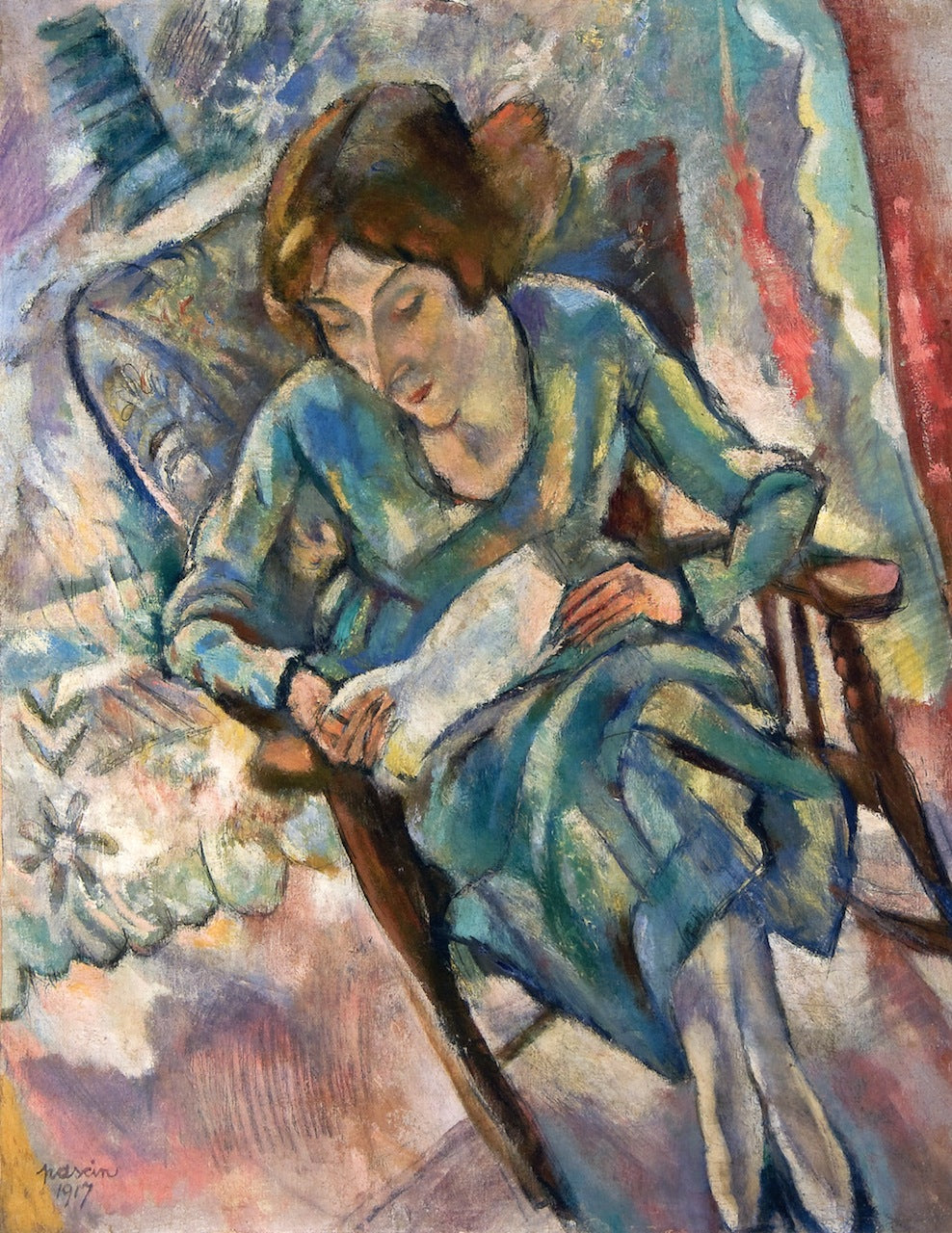 Girl in Green Reading by Jules Pascin,16x12(A3) Poster