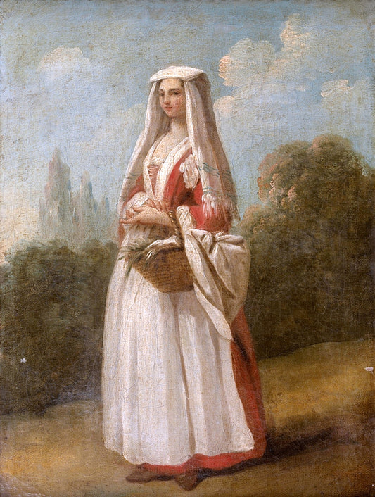 Girl of Frascati in a Landscape, vintage artwork by Nicolas Vleughels, 12x8" (A4) Poster