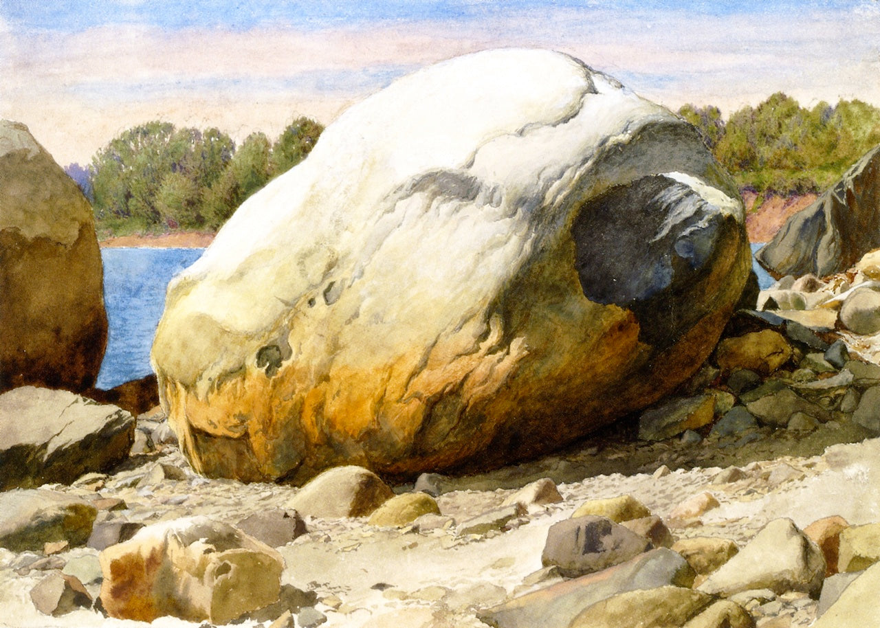 Rocks by  the Water, vintage artwork by Charles Herbert Moore, 12x8" (A4) Poster