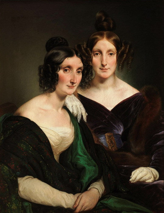 Portrait of Carolina Grassi and Bianca Bignami -The Gabrini Sisters, vintage artwork by Francesco Paolo Hayez, A3 (16x12") Poster Print