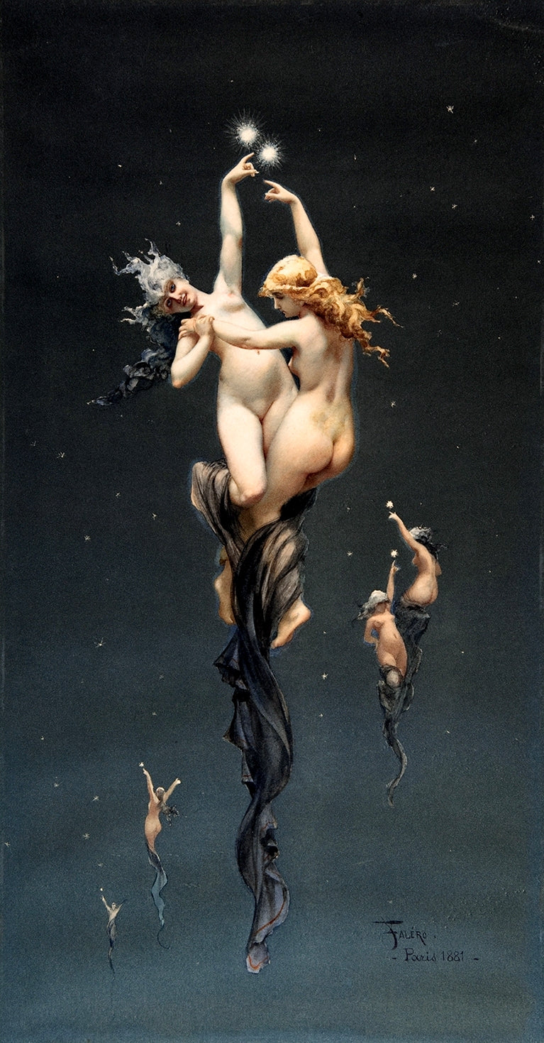 The Double Star, vintage artwork by Luis Ricardo Falero, 12x8" (A4) Poster