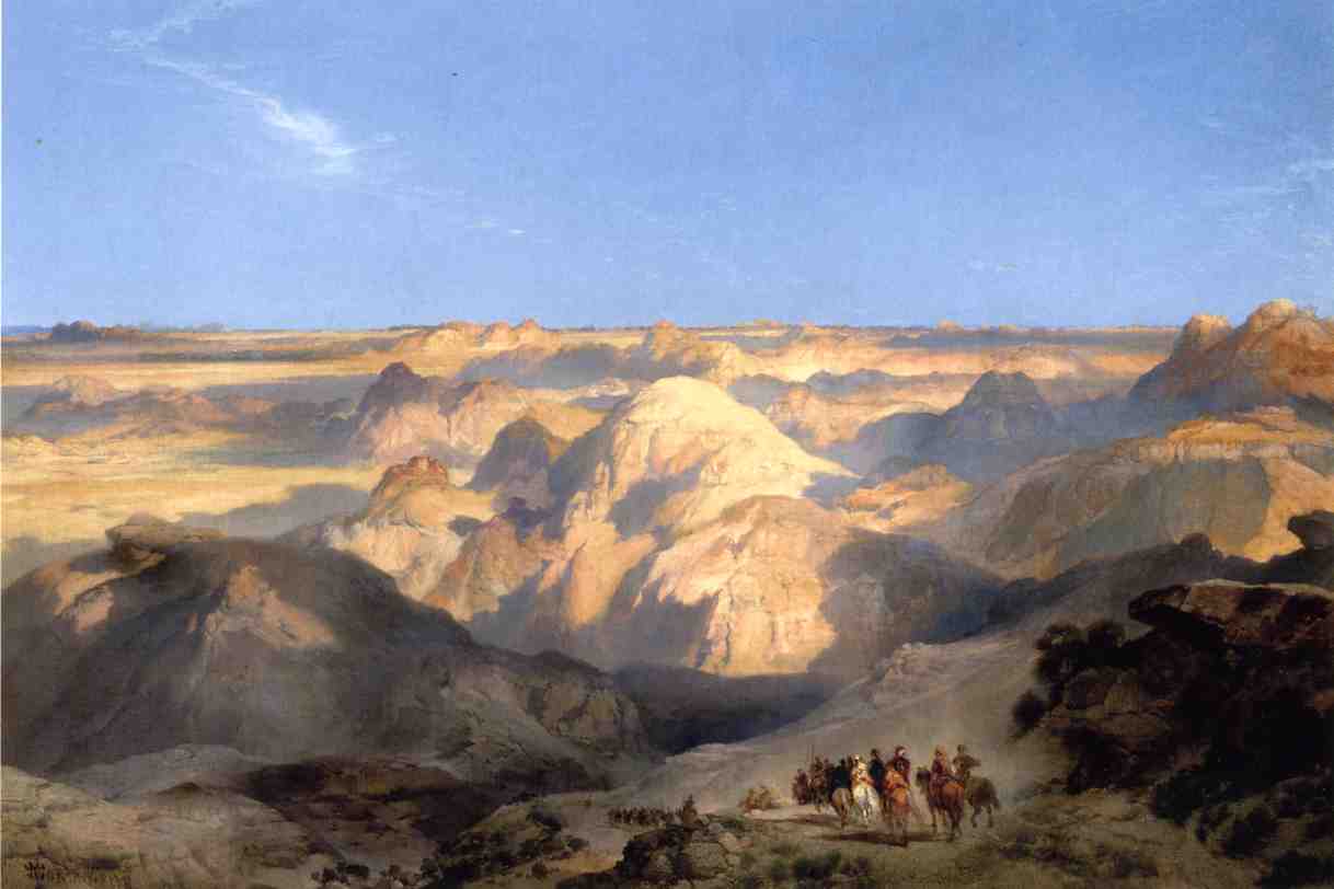 Badlands of the Dakota, vintage artwork by Thomas Moran, 12x8" (A4) Poster