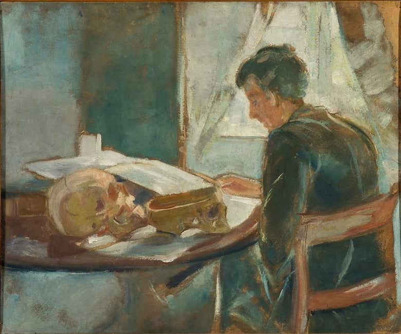 Andreas Munch Studying Anatomy, vintage artwork by Edvard Munch, 12x8" (A4) Poster
