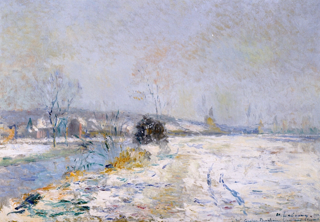 Banks of the Iton, Winter, vintage artwork by Albert Lebourg, 12x8" (A4) Poster