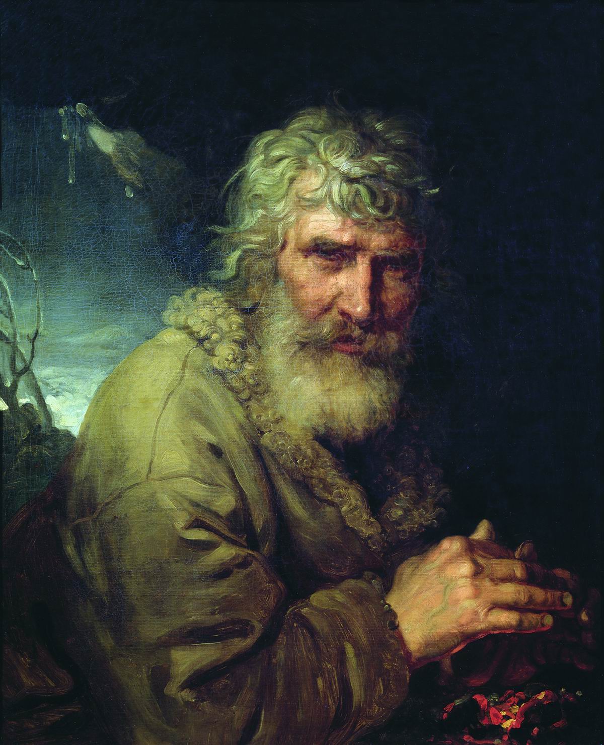 Old Man Warming His Hands, vintage artwork by Vladimir Borovikovsky, 12x8" (A4) Poster