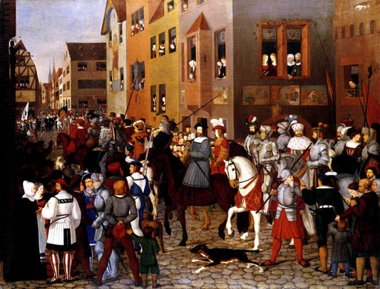 The Entry of Emperor Rudolf of Habsburg into Basel, vintage artwork by Franz Pforr, 12x8" (A4) Poster