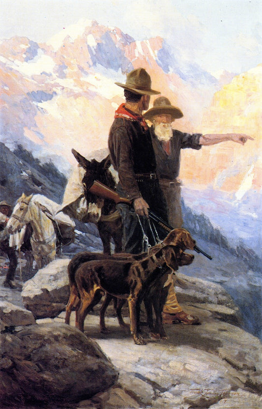 The Mountain Hunt, vintage artwork by Frank Tenney Johnson, 12x8" (A4) Poster