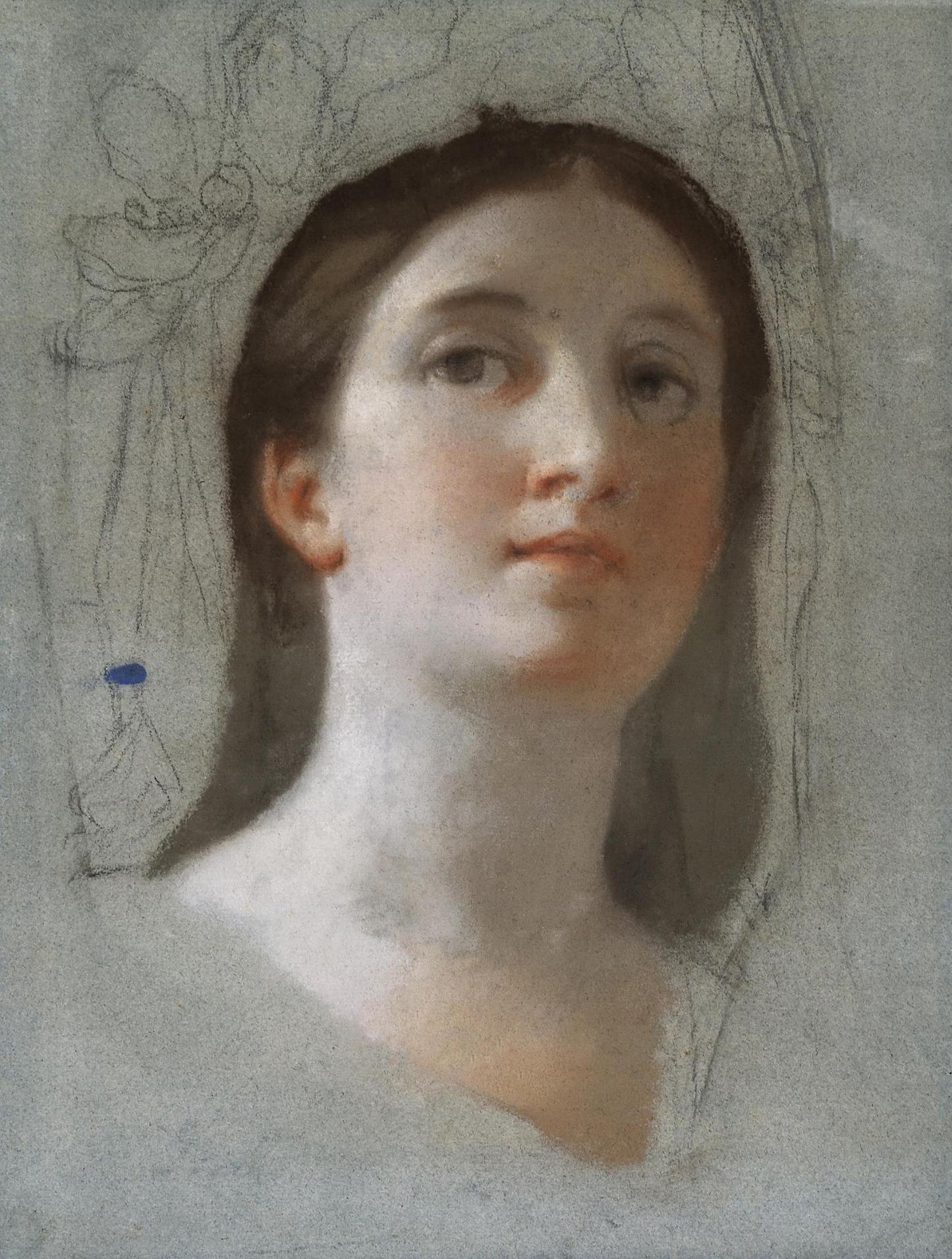 Study of a Female Head, vintage artwork by Anton Raphael Mengs, 12x8" (A4) Poster